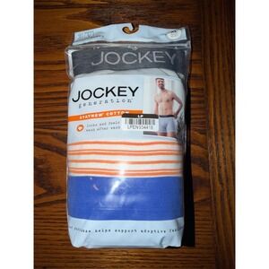 Jockey Generation Mens 3 Pack StayNew Cotton Boxer Briefs XL Blue Orange NIB
